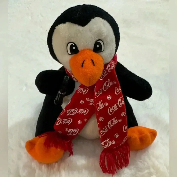 Vintage Coca-Cola Christmas Penguin Stuffed Animal Holiday Decor 90s Collectible - Picture 1 of 10